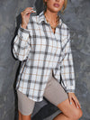 Plaid Pocket Front Blouse