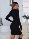 Belted Ribbed Knit Bodycon Sweater Dress