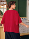 Plus Butterfly Sleeve Overlay Blouse
