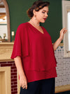 Plus Butterfly Sleeve Overlay Blouse