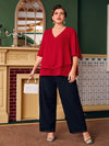 Plus Butterfly Sleeve Overlay Blouse