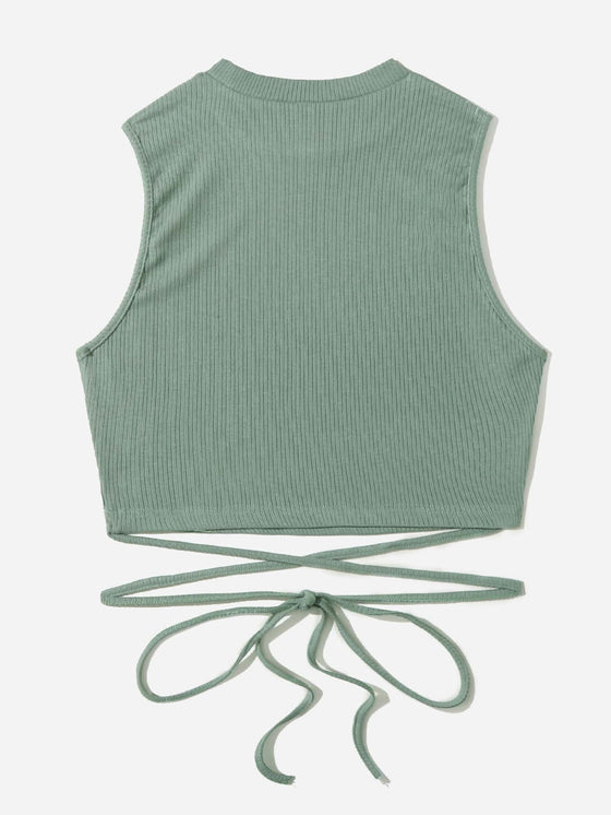 Crisscross Tie Back Crop Tank Top