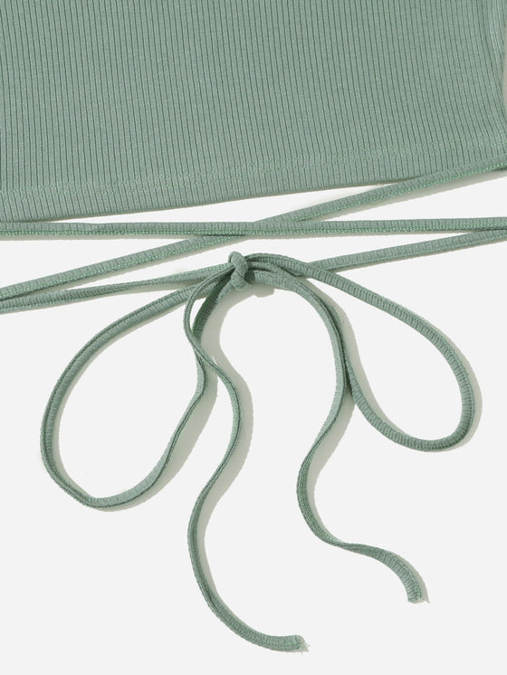 Crisscross Tie Back Crop Tank Top