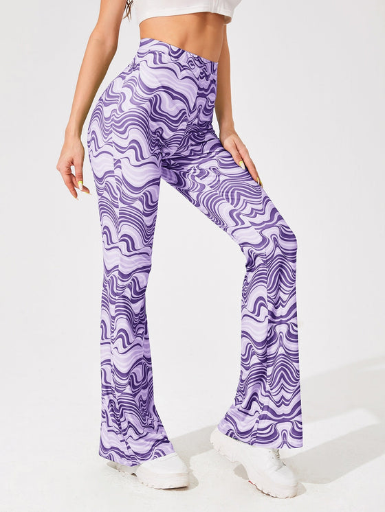 Allover Print Flare Leg Pants