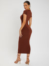 SXY Solid Round Neck Bodycon Dress