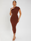 SXY Solid Round Neck Bodycon Dress