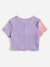 Girls Lettuce Trim Two Tone Tee