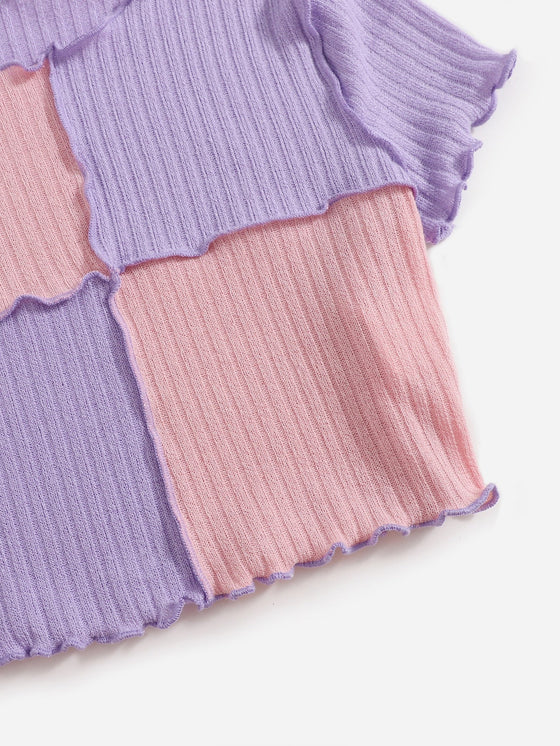 Girls Lettuce Trim Two Tone Tee