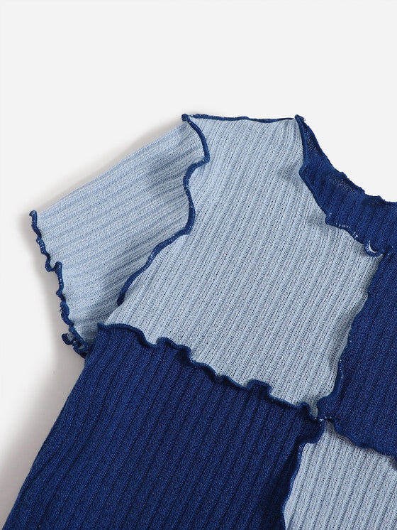 Girls Lettuce Trim Two Tone Tee