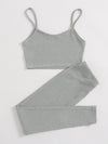 EZwear Solid Cami Top Knotted Waist Leggings Set