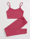 EZwear Solid Cami Top Knotted Waist Leggings Set
