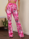 High Waist Marble Print Flare Leg Pants