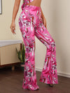 High Waist Marble Print Flare Leg Pants