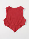 EZwear F Asymmetrical Hem Rib knit Crop Tank Top