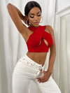 Cross Wrap Crop Tank Top