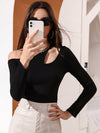 Cut Out Asymmetrical Neck Tee