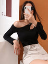 Cut Out Asymmetrical Neck Tee
