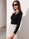 Cut Out Asymmetrical Neck Tee