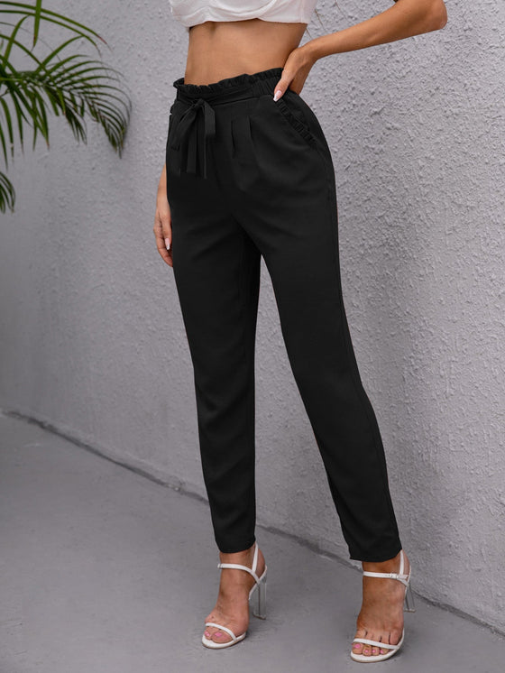 Paperbag Waist Belted Pants