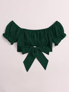 Tied Hem Puff Sleeve Crop Top