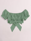 Tied Hem Puff Sleeve Crop Top
