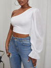 Solid One Shoulder Crop Top
