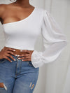 Solid One Shoulder Crop Top
