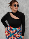 Plus Cutout Mock Neck Tee