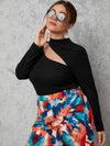 Plus Cutout Mock Neck Tee