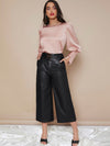 Buttoned Cuff Lantern Sleeve Satin Top