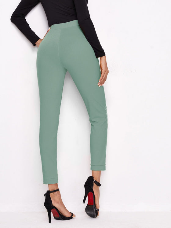 Elastic Waist Split Hem Pants