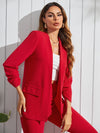 Open Front Flap Detail Blazer Split Hem Pants