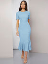 Pearl Button Detail Mermaid Hem Dress