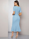 Pearl Button Detail Mermaid Hem Dress