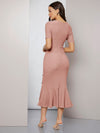 Pearl Button Detail Mermaid Hem Dress