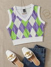Argyle Print Crop Tank Top