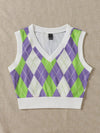 Argyle Print Crop Tank Top