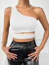 One Shoulder Tie Side Crop Top