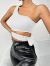 One Shoulder Tie Side Crop Top