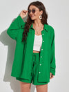 Plus Textured Drop Shoulder Blouse Shorts