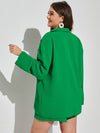 Plus Textured Drop Shoulder Blouse Shorts