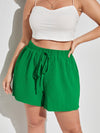 Plus Textured Drop Shoulder Blouse Shorts
