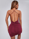 Crisscross Open Back Ruched Bodycon Dress