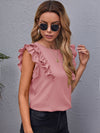 Ruffle Armhole Solid Top