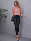 Ruffle Armhole Solid Top