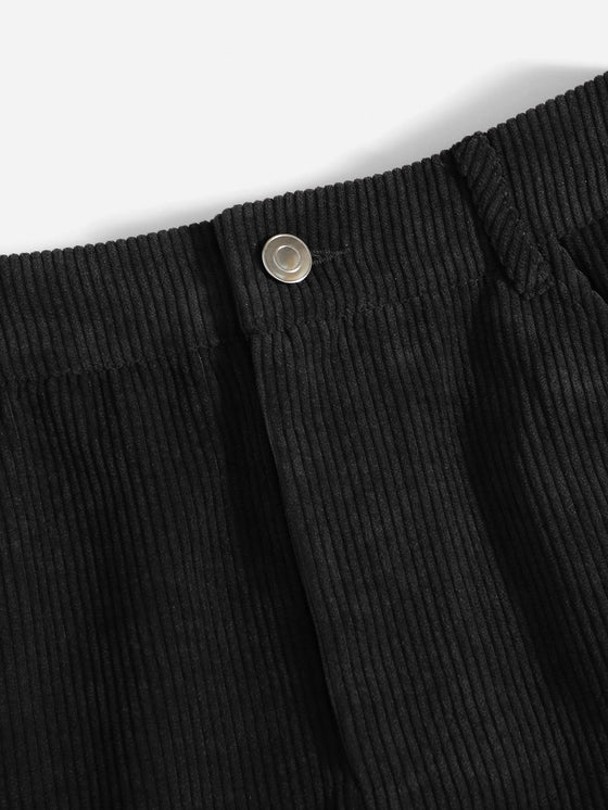 Corduroy Dual Pockets Straight Mini Skirt