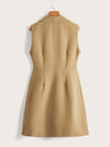 Double Button Lapel Neck Vest Blazer