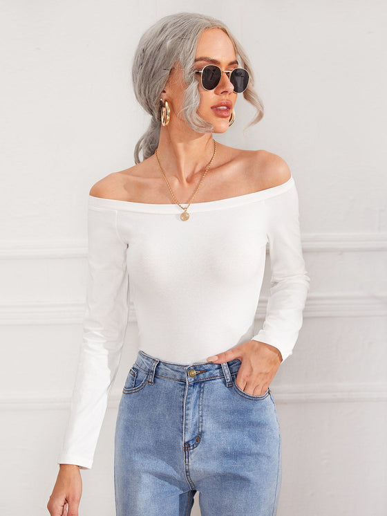 Off Shoulder Solid Tee
