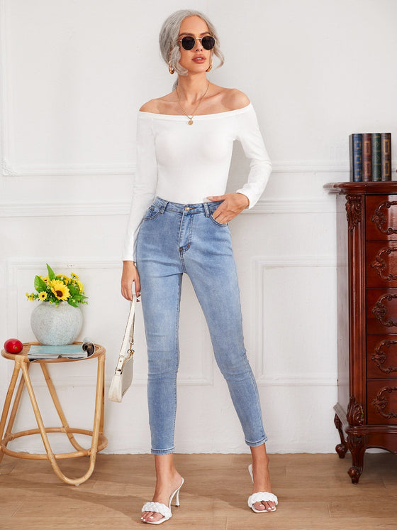 Off Shoulder Solid Tee