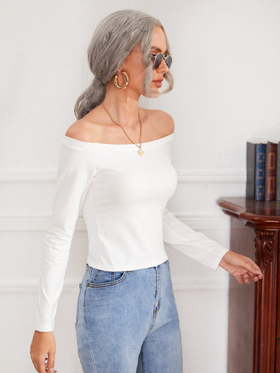 Off Shoulder Solid Tee